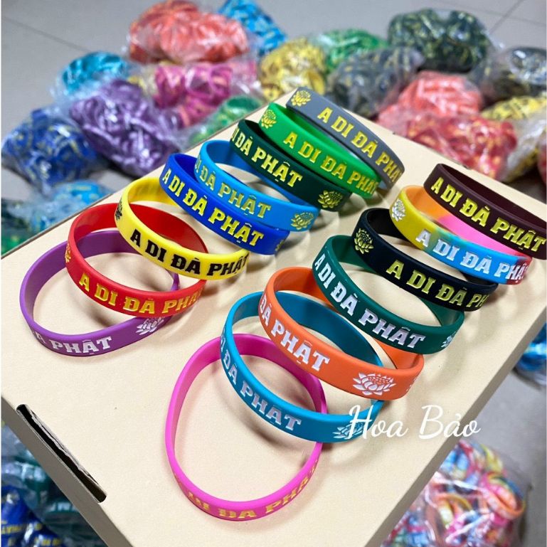  Vòng Tay A Di Đà Phật  - Vòng Tay Cao Su chữ A Di Đà Phật 