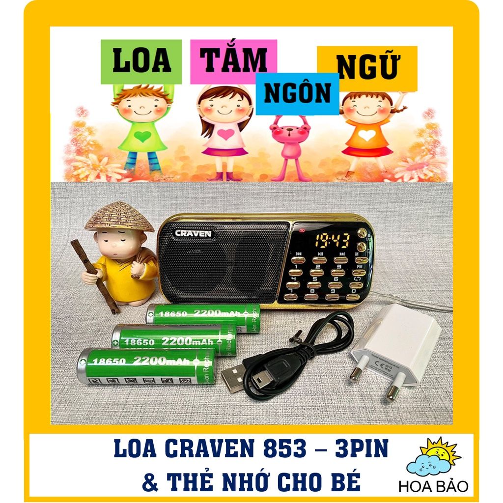  [⭐Chính Hãng] Loa Tắm Ngôn Ngữ, Loa 3 Pin, Loa Học Tiếng Anh, Tiếng Ồn Trắng, Loa Nghe Nhạc Craven 853 