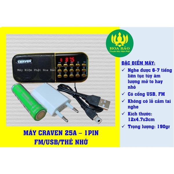  ✔️Loa Nghe Pháp Craven CR25A 1 Pin, Đài Nghe Kinh, Loa Thẻ Nhớ 