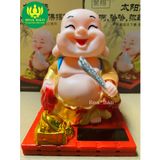  [Bộ Tượng Mỉm Cười] Tượng Phật Di Lặc cầm quạt - Chạy bằng năng lượng 