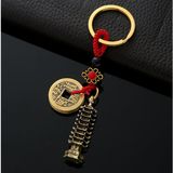  Móc Khoá Tháp Đồng Xu Tài Lộc May Mắn 