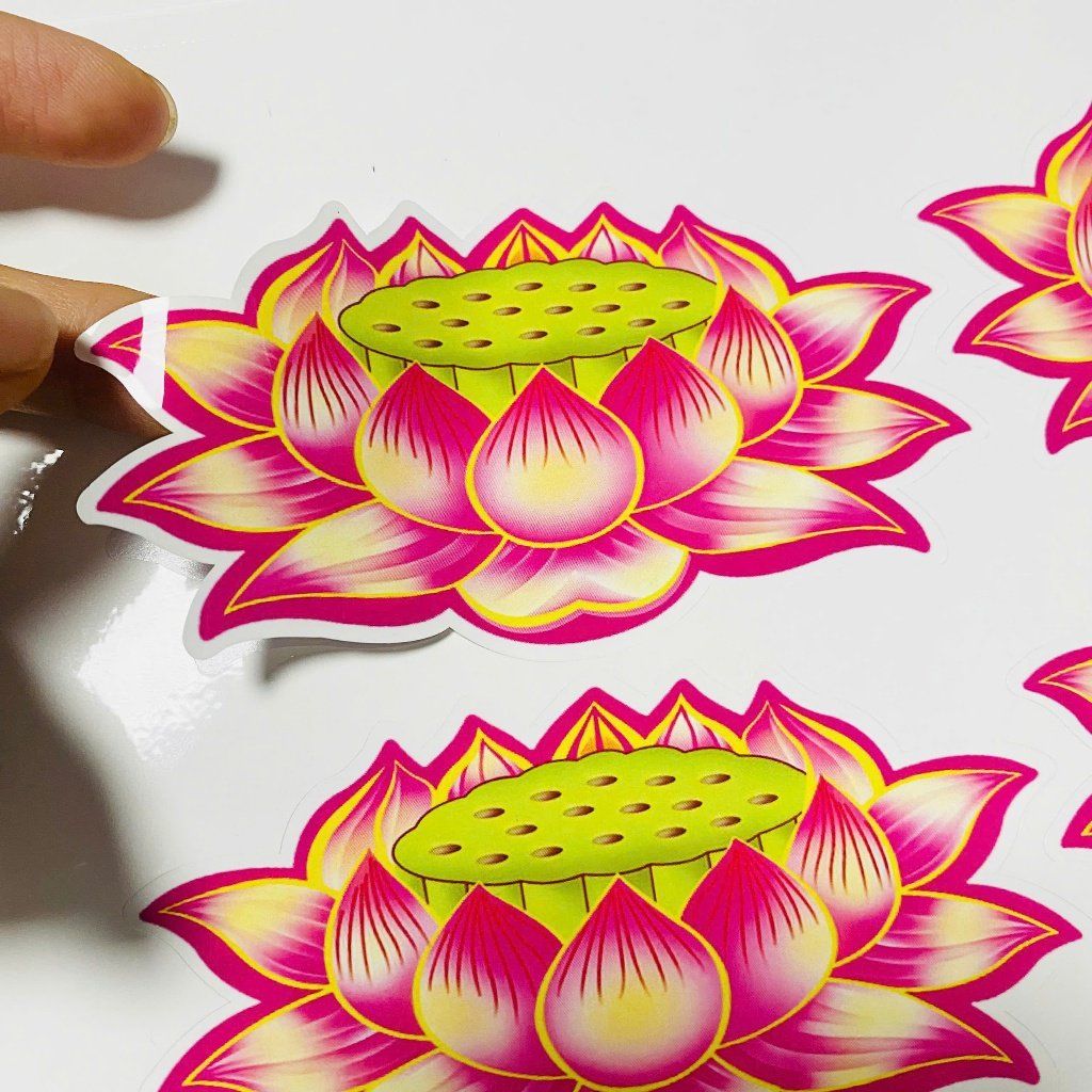  Miếng dán decal hoa sen dán trang trí may mắn bình an 