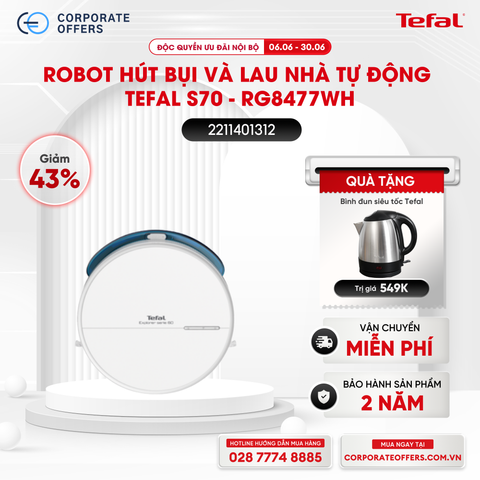 Robot hút bụi và lau nhà tự động Tefal S70  - RG8477WH