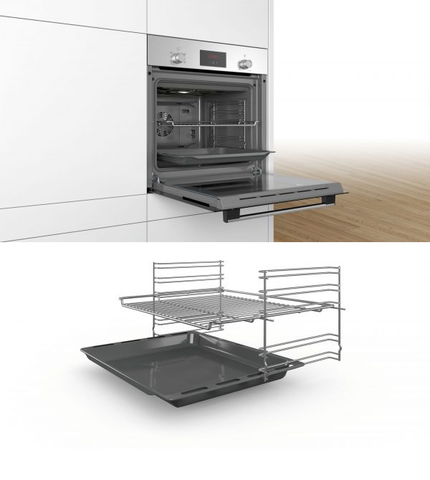 [Tặng Gel vệ sinh lò nướng 200ml] Lò nướng âm tủ Bosch 66L 3300W HBF113BR0A - Series 2