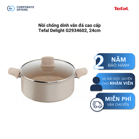Nồi chống dính vân đá cao cấp Tefal Delight G2934602, 24cm