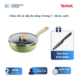 Chảo nồi Tefal có nắp đa năng 3 trong 1 (22cm) - Xanh
