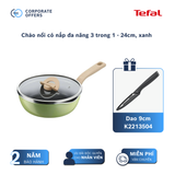 Chảo nồi Tefal có nắp đa năng 3 trong 1 (24cm) - Xanh