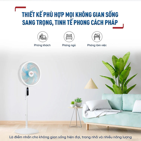 Quạt đứng TEFAL TB Silence Plus VH689990 - Trắng Cánh Xanh