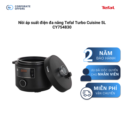 Nồi áp suất điện đa năng Tefal Turbo Cuisine 5L CY754830 (Tặng 1 Chảo chiên sâu lồng Tefal Day By Day 24cm)