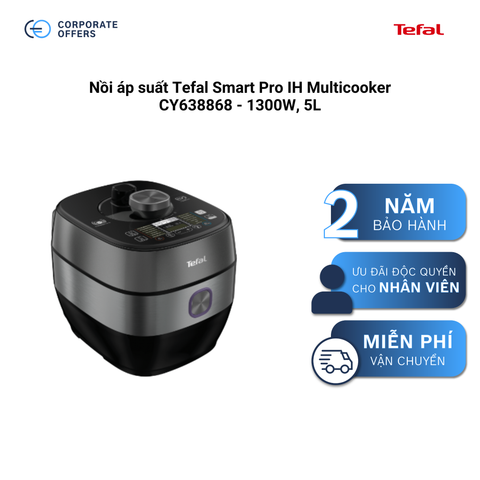 Nồi áp suất Tefal Smart Pro IH Multicooker CY638868 - 1300W, 5L (Tặng 1 Hộp nhựa vuông Tefal Masterseal 1.2L)