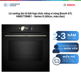 Lò nướng âm tủ kết hợp chức năng vi sóng Bosch 67L HMG778NB1 - Series 8 (60cm, màu đen)
