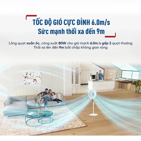 Quạt đứng TEFAL TB Silence Plus VH689990 - Trắng Cánh Xanh