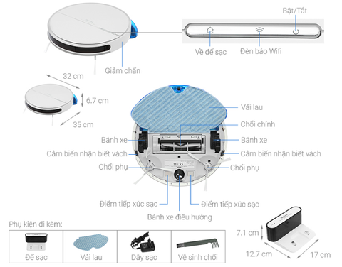 Robot hút bụi và lau nhà tự động Tefal S70  - RG8477WH