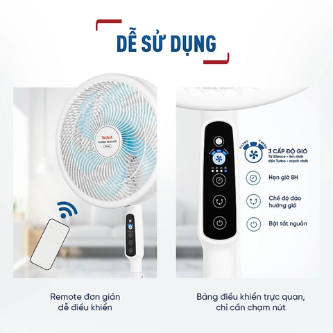 Quạt đứng TEFAL TB Silence Plus VH689990 - Trắng Cánh Xanh