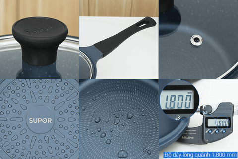 Nồi đúc vân đá xanh Supor DuraRock 18cm, dùng cho bếp từ
