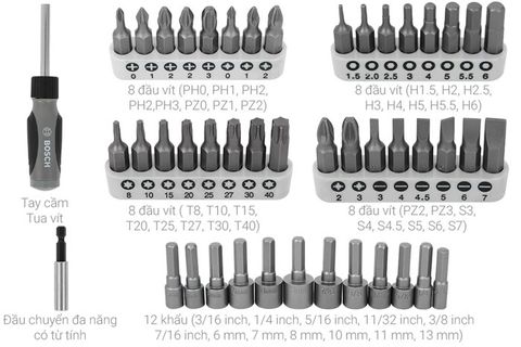 Bộ vặn vít đa năng Bosch 46 món