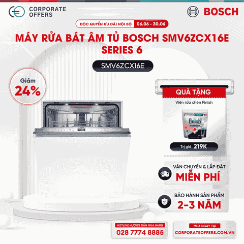 Máy rửa bát âm tủ Bosch SMV6ZCX16E - Series 6