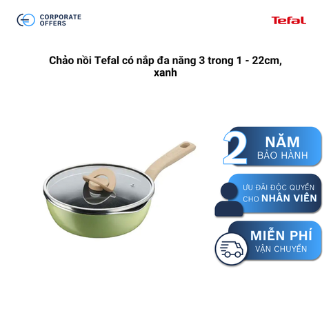 Chảo nồi Tefal có nắp đa năng 3 trong 1 (22cm) - Xanh
