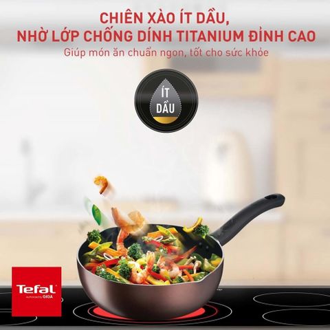 [QUÀ TẶNG KHÔNG BÁN] Chảo sâu lồng chống dính đáy từ Tefal Day By Day 24cm