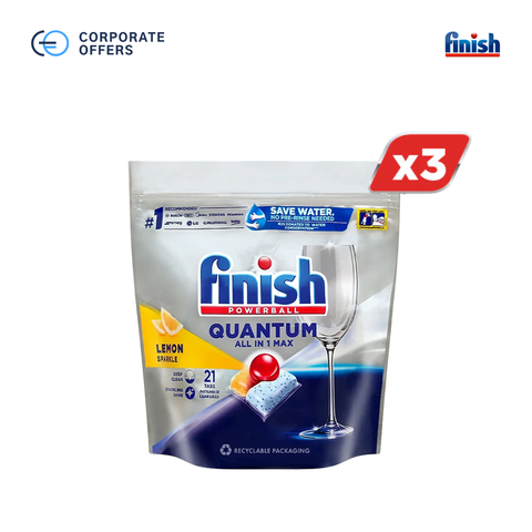 Combo 3 túi Viên Rửa Chén Bát Finish Powerball Quantum 21 viên