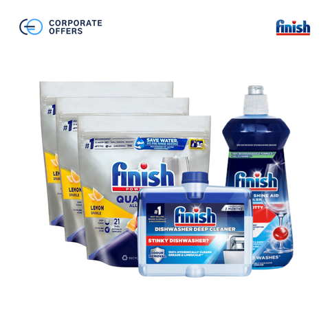 Combo Nâng Cao: Bộ 3 túi viên rửa chén Quantum 21 viên + Nước Làm Bóng 500ml + Dung Dịch Tẩy Rửa Máy Rửa Chén Bát