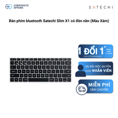 Bàn phím bluetooth Satechi Slim có đèn nền (Màu Xám)