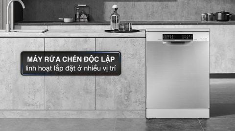 Máy rửa chén độc lập Bosch SMS6ECI93E Inox, chống vân tay (60 cm) - Series 6