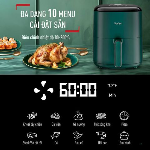 Nồi chiên không dầu điện tử Tefal Easy Max 5L EY245310 (Tặng 1 Chảo chiên Tefal Natura 20cm)