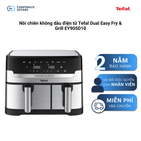 Nồi chiên không dầu điện tử Tefal Dual Easy Fry & Grill EY905D10