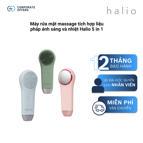 Máy rửa mặt massage tích hợp liệu pháp ánh sáng và nhiệt Halio 5 in 1