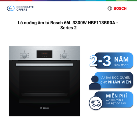 Lò nướng âm tủ Bosch 66L 3300W HBF113BR0A - Series 2