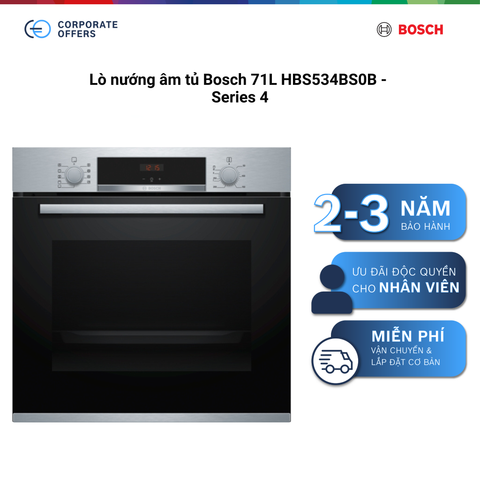 Lò nướng âm tủ Bosch 71L HBS534BS0B - Series 4