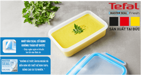 [QUÀ TẶNG KHÔNG BÁN] Hộp nhựa vuông Tefal Masterseal Fresh K3021422 - 1.2L - xanh