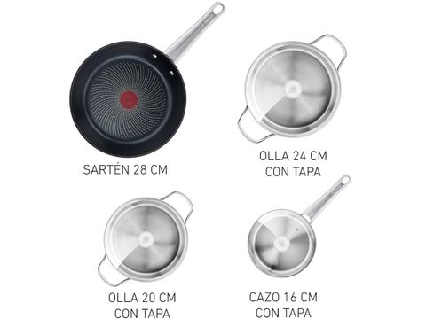 Bộ nồi chảo Inox cao cấp Tefal Cook Eat B922S784 (16, 20, 24, 28cm)