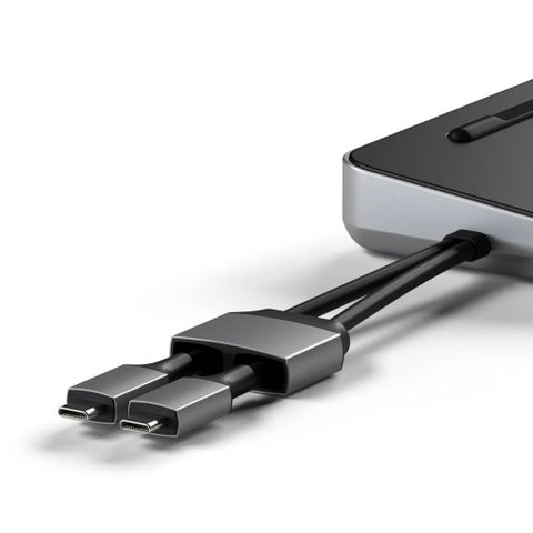 Dock dual USB-C kiêm đế Satechi (có khe hỗ trợ SSD M2 SATA/NVMe)