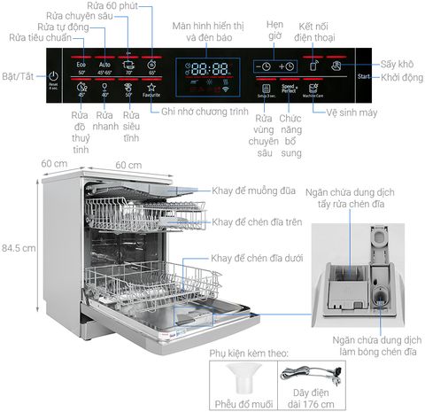Máy rửa chén độc lập Bosch SMS6ECI93E Inox, chống vân tay (60 cm) - Series 6