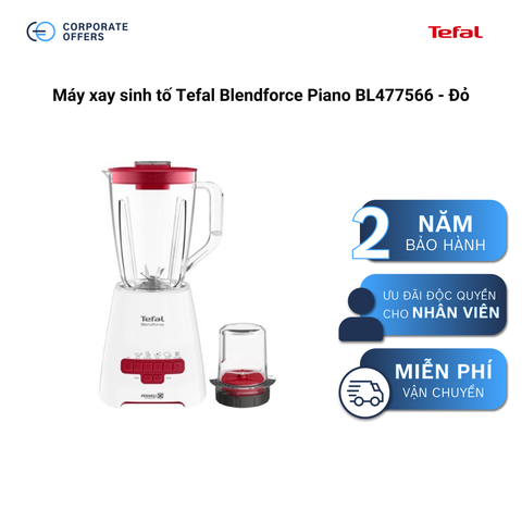Máy xay sinh tố Tefal Blendforce Piano BL477566 - Đỏ (Tặng 1 Dao gọt trái cây Tefal Comfort 9cm)