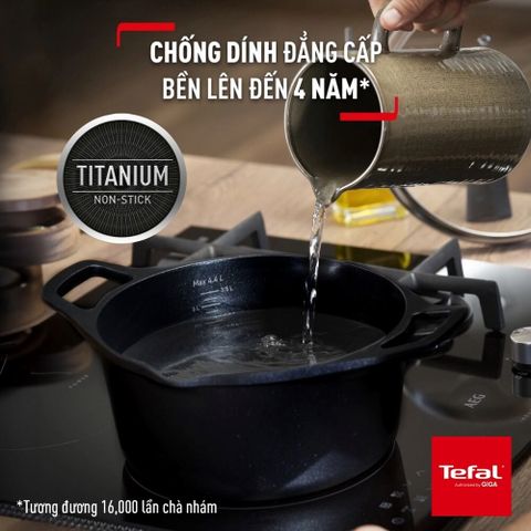 Nồi đúc cao cấp Tefal Robusto có miệng rót 24cm (Tặng 1 Dao gọt trái cây Tefal Comfort 9cm)
