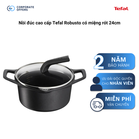 Nồi đúc cao cấp Tefal Robusto có miệng rót 24cm (Tặng 1 Dao gọt trái cây Tefal Comfort 9cm)