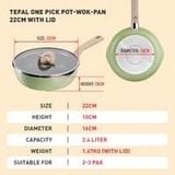Chảo nồi Tefal có nắp đa năng 3 trong 1 (22cm) - Vanilla (vàng nhạt)