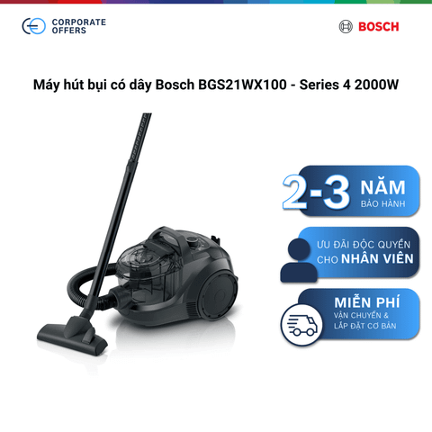 Máy hút bụi có dây Bosch BGS21WX100 - Series 4 2000W