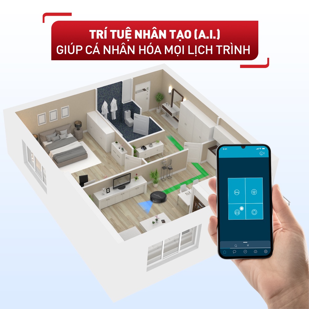 Robot hút bụi lau nhà thông minh Tefal RG7865WH S120i - Đen