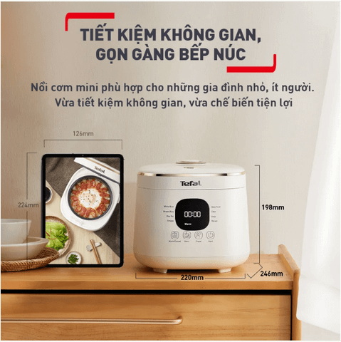 Nồi cơm điện tử Tefal Rice Mate Mini 0.7L RK515168 (Tặng 1 Dao gọt trái cây Tefal Comfort 9cm)