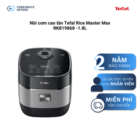 Nồi cơm cao tần Tefal Rice Master Max RK819868 -1.8L (Tặng 1 Dao làm bếp Tefal Comfort K2213204 20cm)