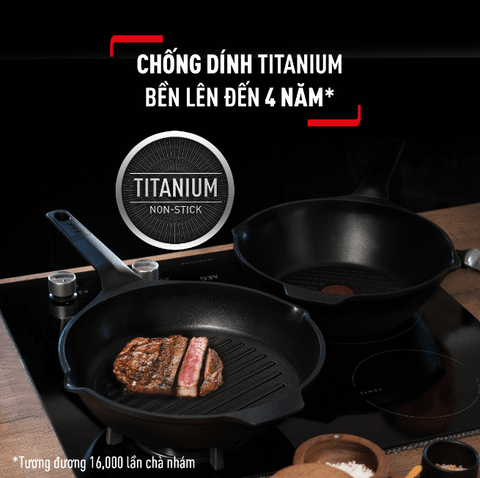 Chảo đúc cao cấp nướng, chiên Tefal Robusto có miệng rót 26cm