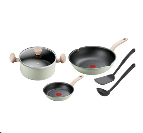 Bộ chảo 20cm, chảo sâu 28cm, nồi 24, xẻng, vá Tefal So Matcha