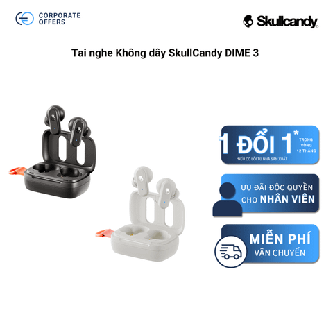 Tai nghe Không dây SkullCandy DIME 3 - Đen/Trắng