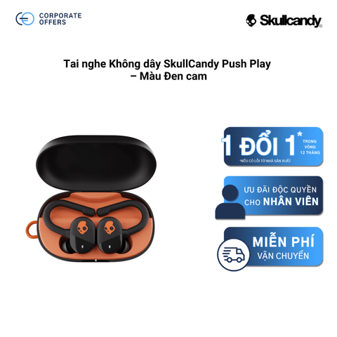Tai nghe Không dây SkullCandy Push Play – Màu Đen cam
