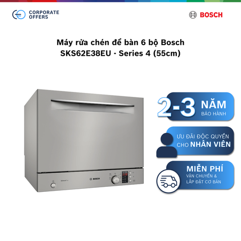 Máy rửa chén để bàn 6 bộ Bosch SKS62E38EU - Series 4 (55cm)