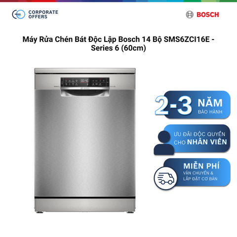 Máy Rửa Chén Bát Độc Lập Bosch 14 Bộ SMS6ZCI16E - Series 6 (60cm)